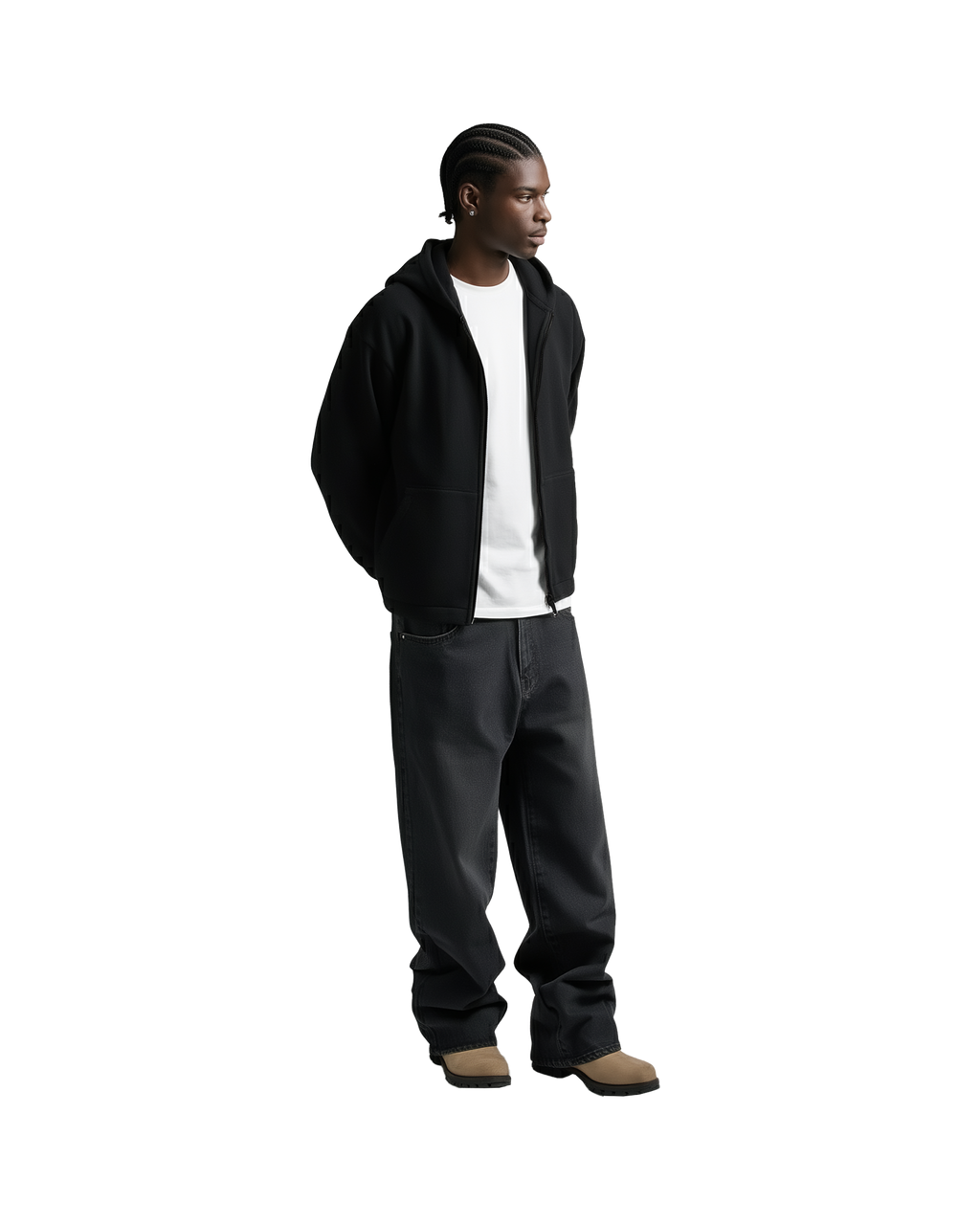 Cropped Zip Up (Black)