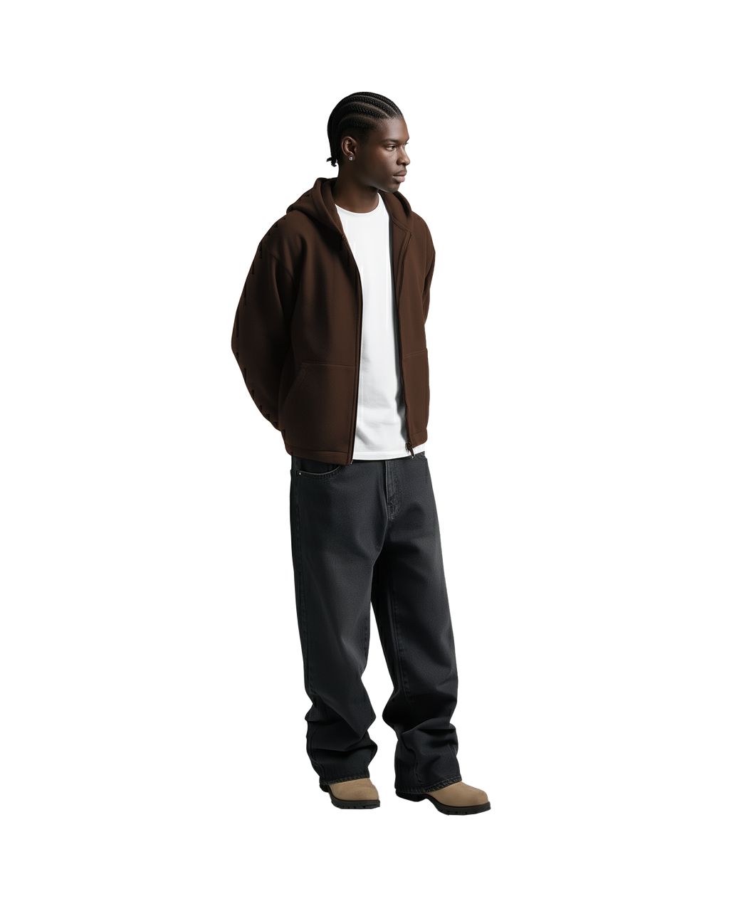 Cropped Zip Up (Brown)