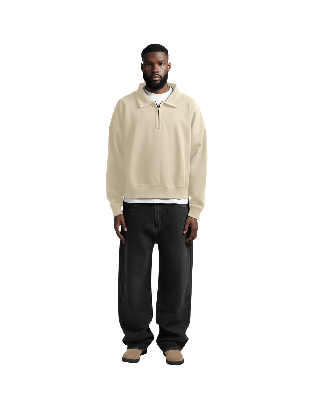 Cropped 1/4 Zip (Beige)