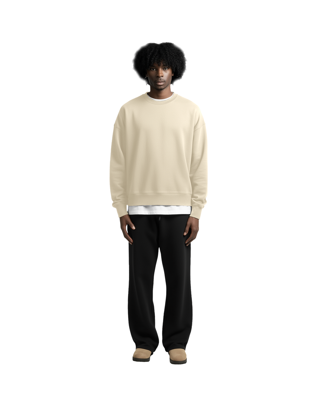 Cropped Crewneck (Beige)