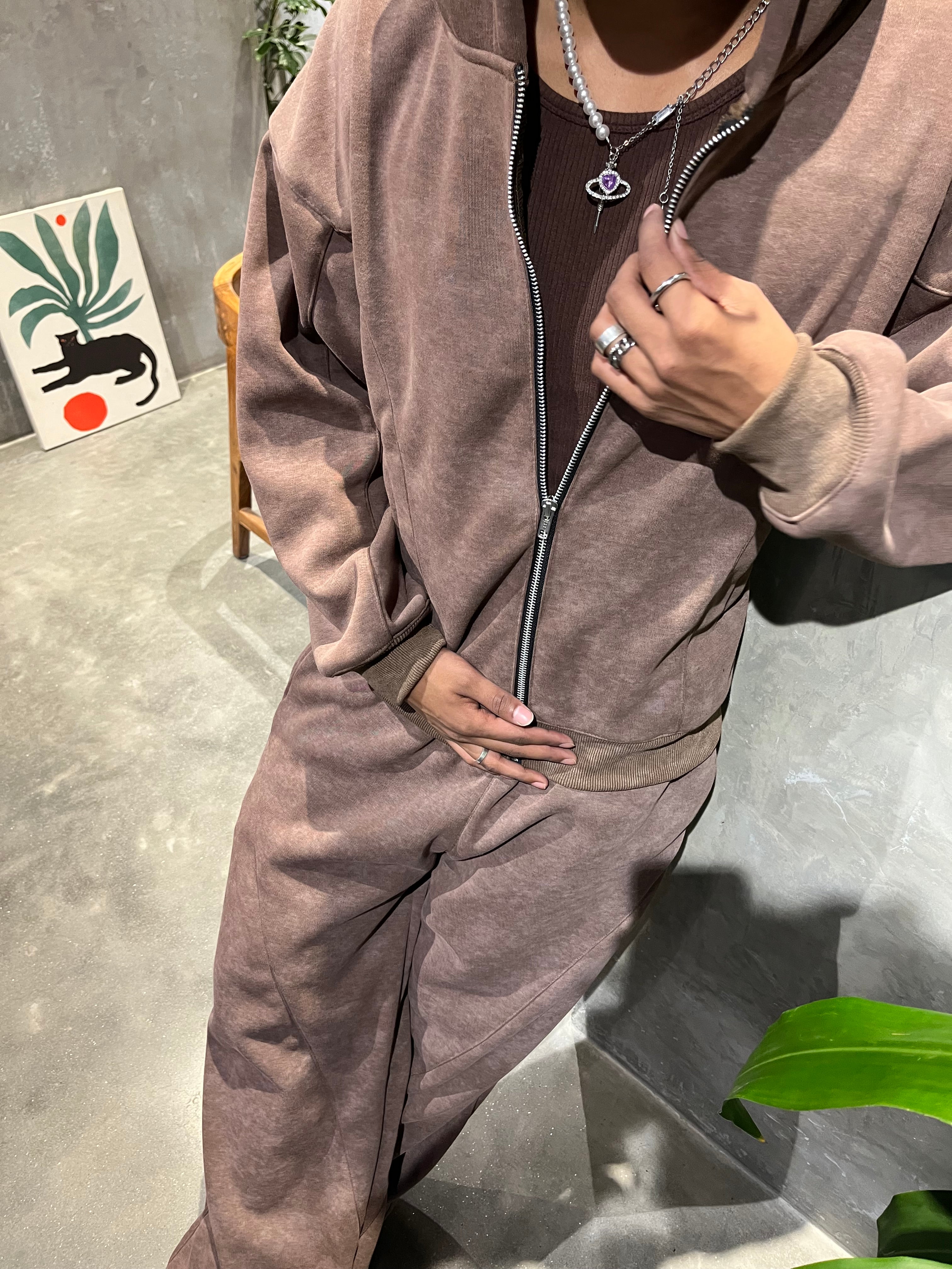 Signature Zip Hoodie (Brown)