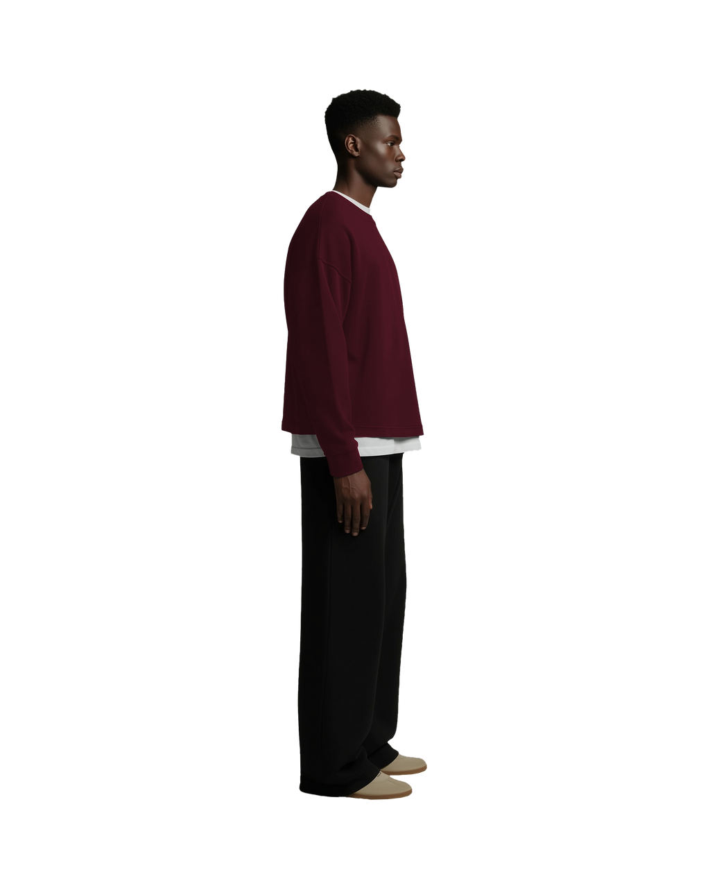 Drop Shoulder Long Sleeve (Maroon)