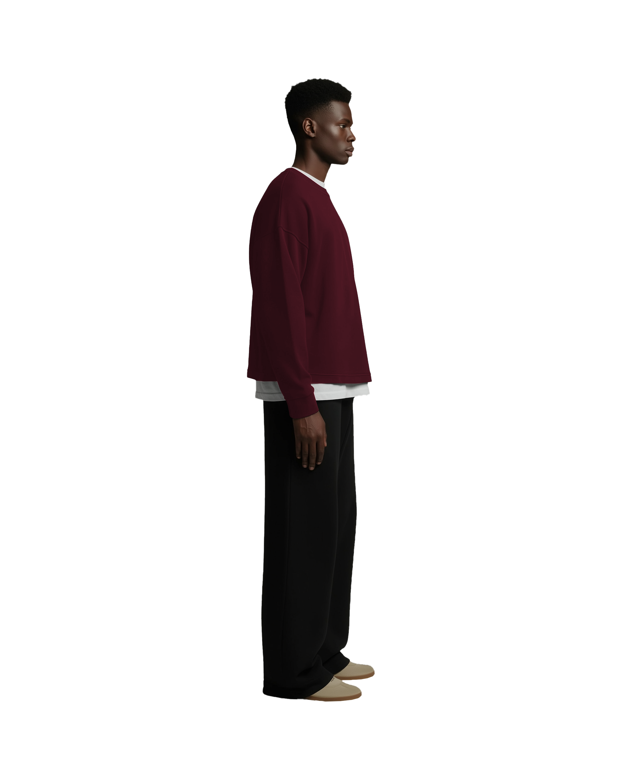 Drop Shoulder Long Sleeve (Maroon)