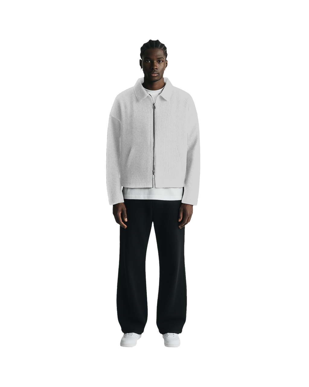 Collared Full Zip (White)