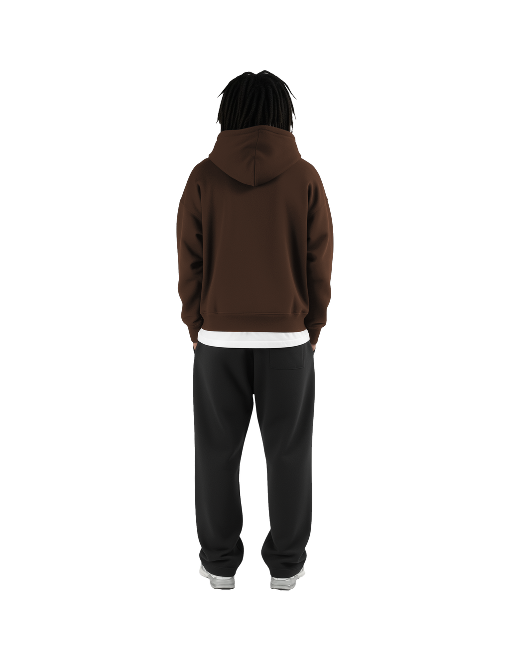 Drop Shoulder Zip Hoodie (Brown)
