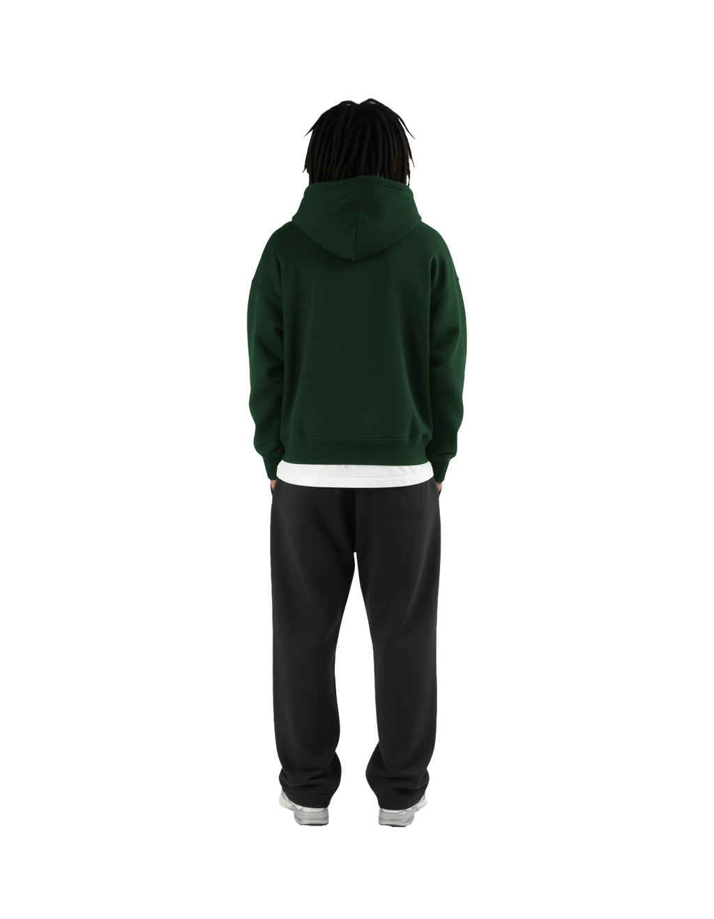 Drop Shoulder Zip Hoodie (Green)