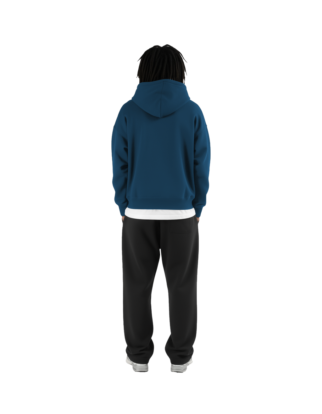Drop Shoulder Zip Hoodie (Blue)