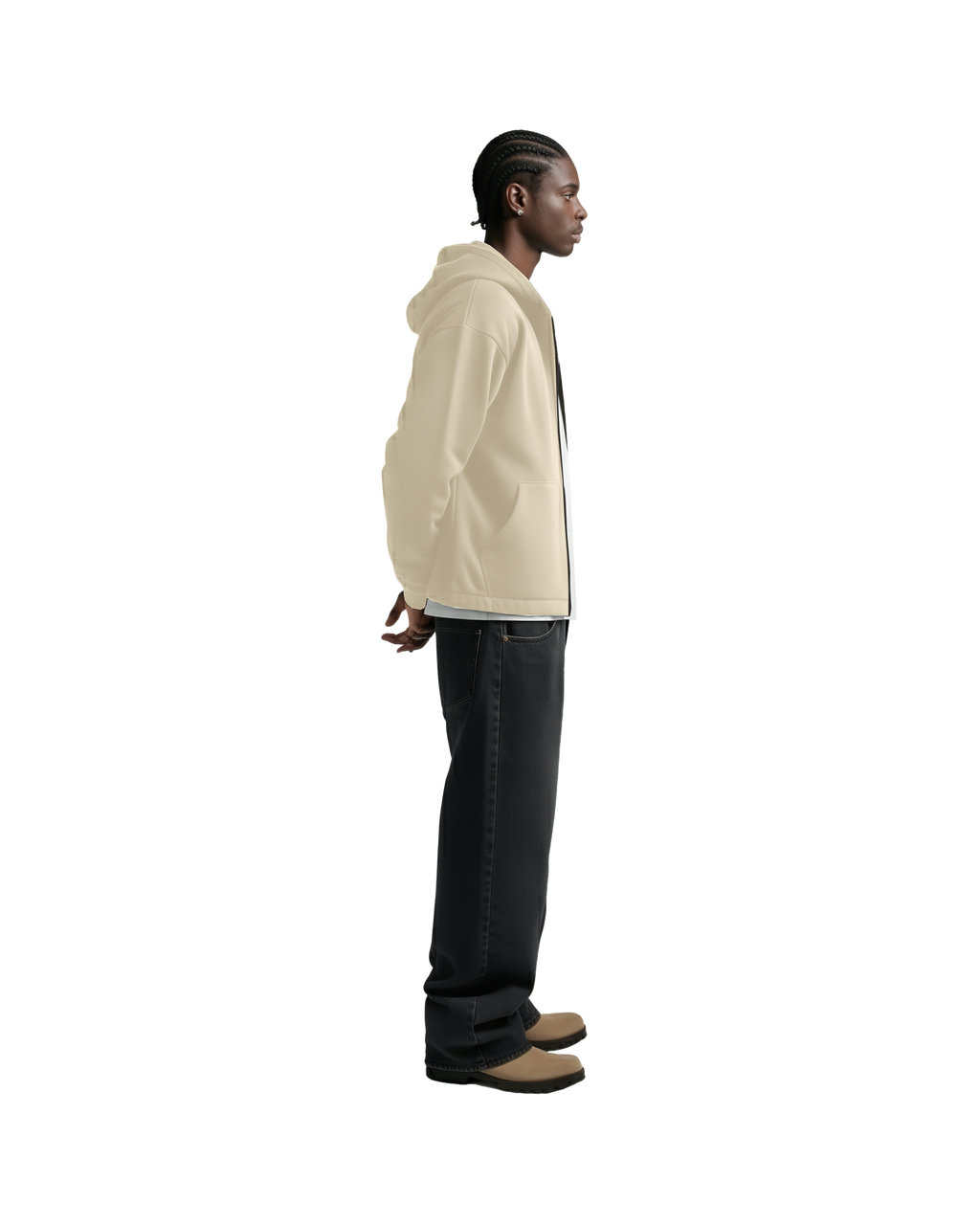 Cropped Zip Up (Beige)