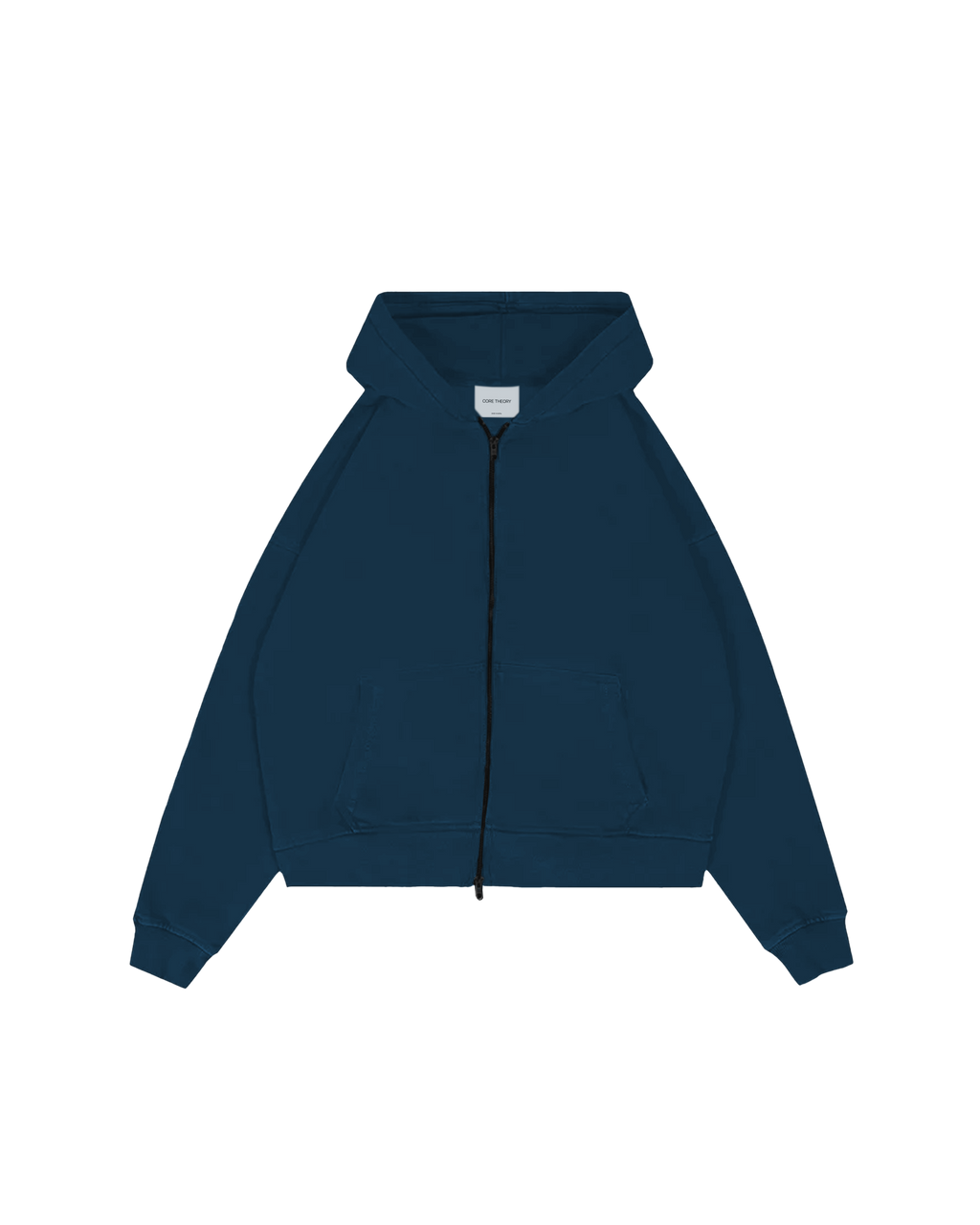Drop Shoulder Zip Hoodie (Blue)