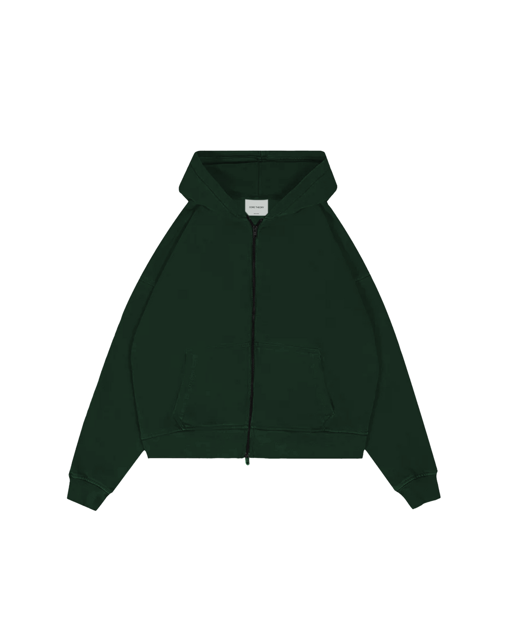 Drop Shoulder Zip Hoodie (Green)