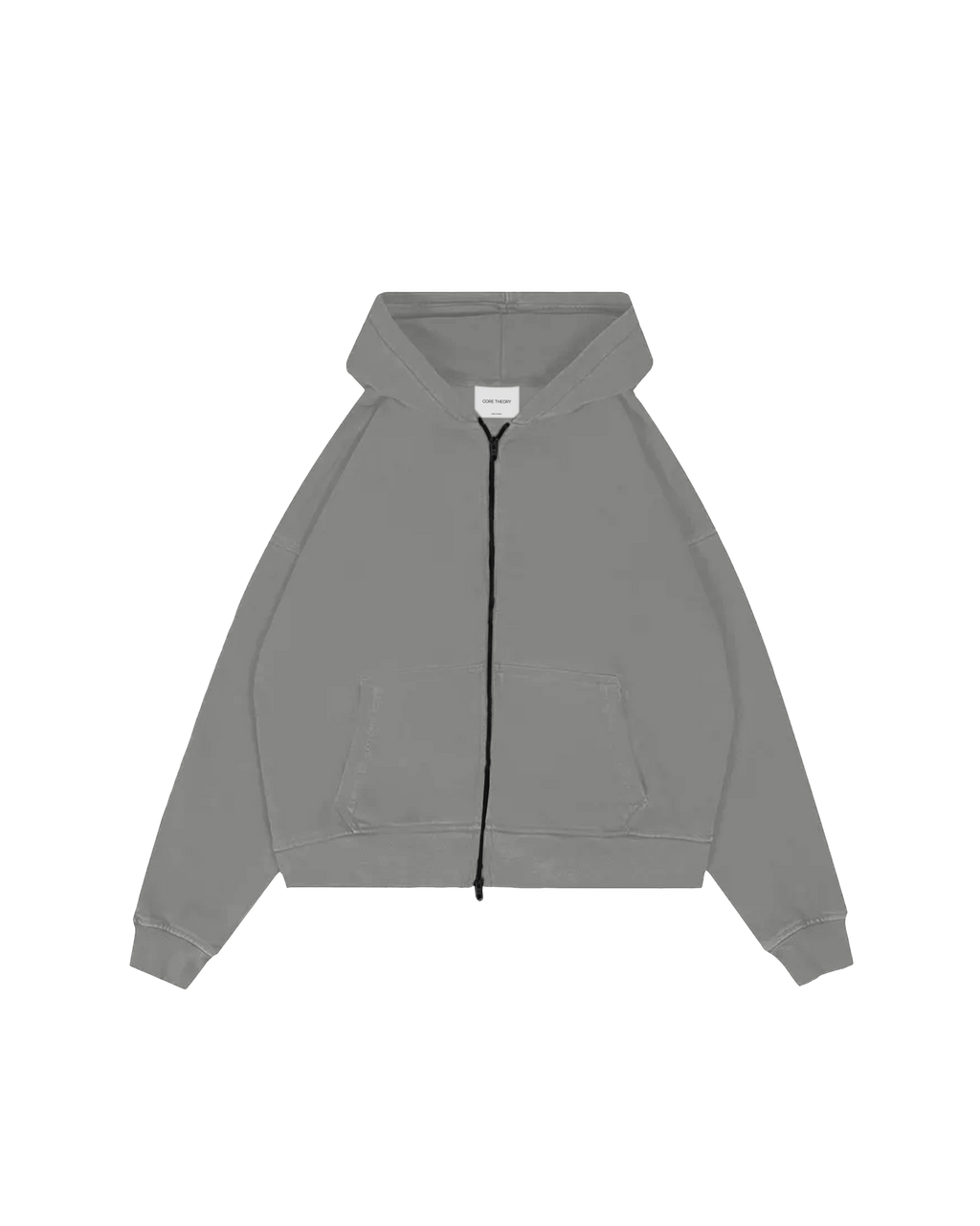Drop Shoulder Zip Hoodie (Grey)