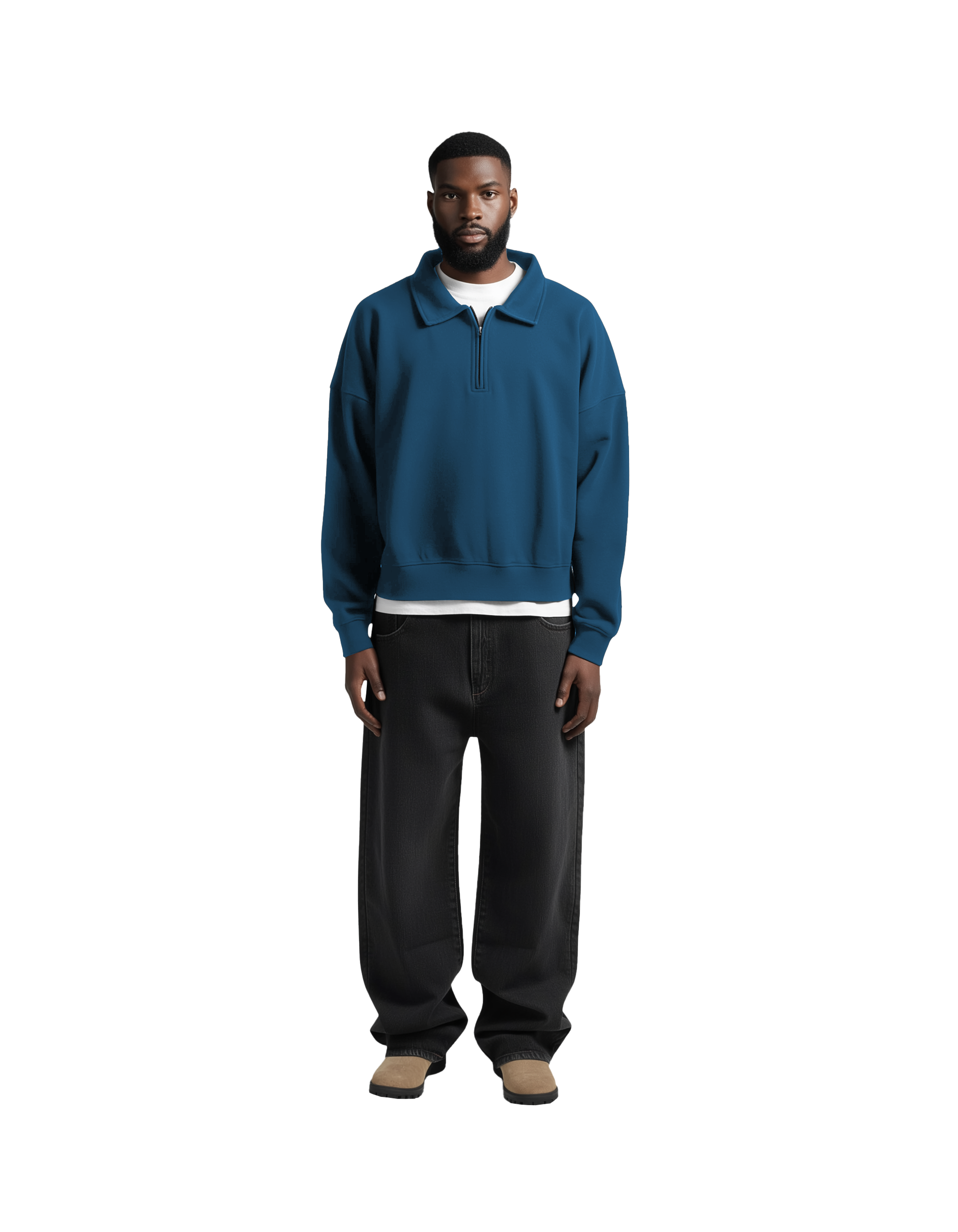 Cropped 1/4 Zip (Blue)