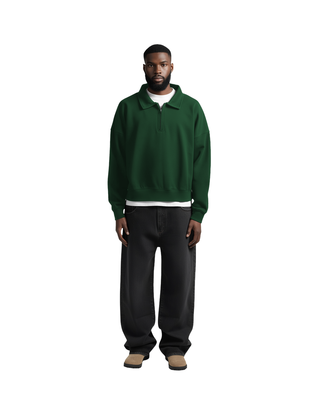 Cropped 1/4 Zip (Green)